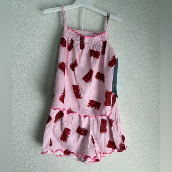 Cat & Jack Pink and Brown Icecream Sandwich Print pajama set size S 6/7-NWT - Picture 2 of 5